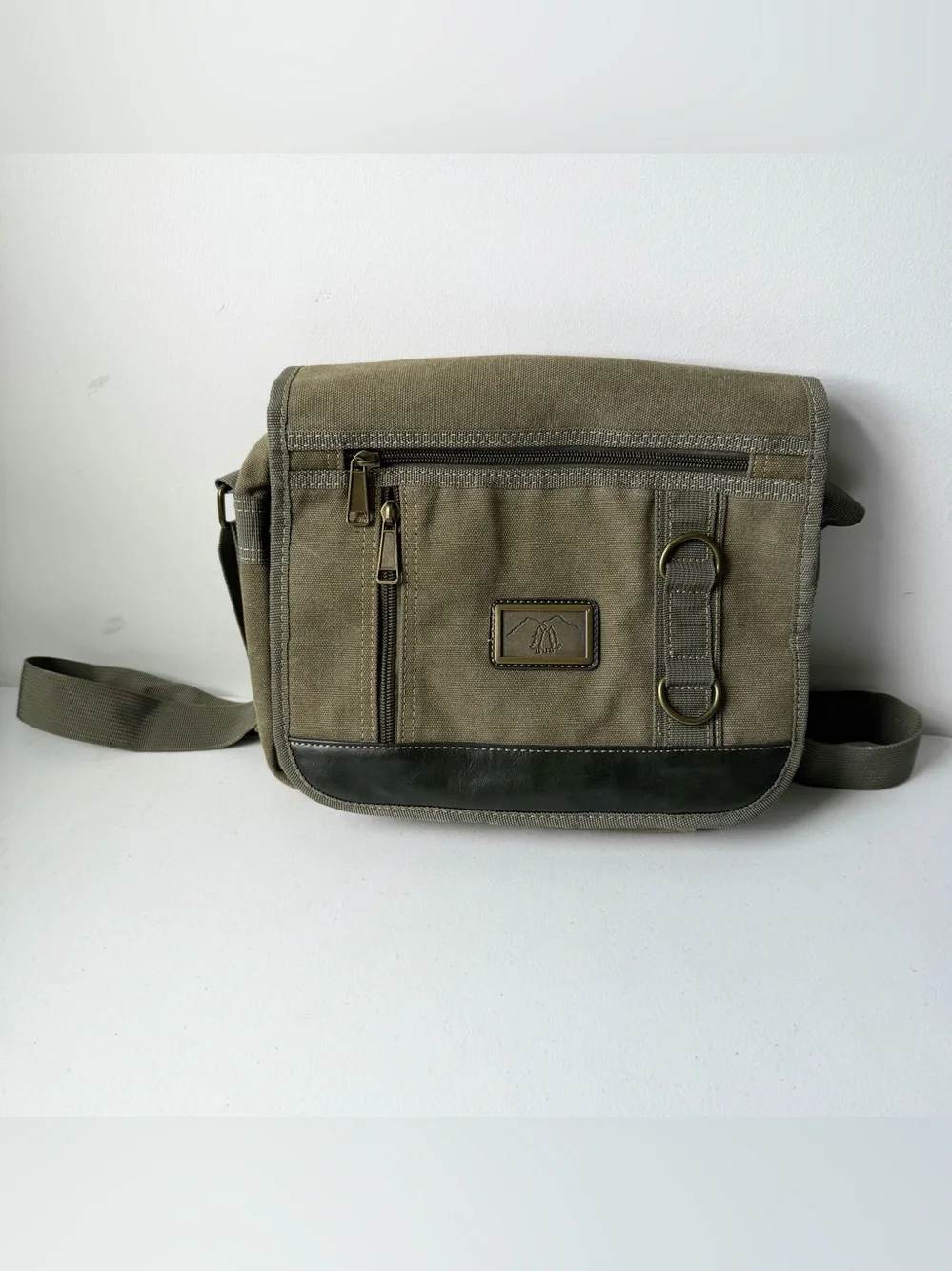 Olive Green Messenger Bag Small Canvas  Multi Storage Tactical Hunting Camping
